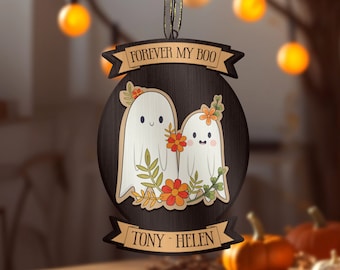 Forever My Boo Ornament, Halloween Gift, Cute Ghost Couple, Wedding Gift,Gift for Bride, Spooky Decor, Ghost Wedding, Halloween Keepsake