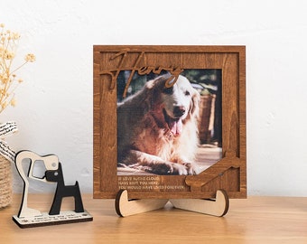 Personalisierter Hundefotorahmen, Gedenkhundebild-Holzrahmen, Hund-Memorial-Geschenk, Haustierverlust, Katzen-Denkmal, Haustier-Namensrahmen, Haustier-Liebhaber, neues Haustiergeschenk