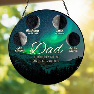 De dag dat je vader werd aangepaste geboorte maanfase gepersonaliseerde poster, oprecht Vaderdagcadeau 2025 voor papa papa papa opa