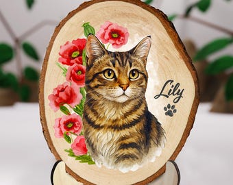Custom Cat Portrait Wooden Sign, Pet Memorial Frame, Cat Memorial Gift, Dog Loss Wall Art, Pet Sympathy Gift