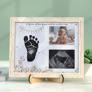 Baby Handabdruck Fußabdruck Fotorahmen Kit mit Stempelkissen, Neugeborenen Andenken, Baby Shower Geschenk, neue Eltern, Baby Foto, neues Baby Geschenk, Kinderzimmer Dekor