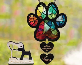 Rainbow Bridge Pet Paw Suncatcher, Dog Loss Died Sympathy Gift, Dog Memorial Ornament, Cat Pet, Dog Remembrance Window Hanging Car Accessory