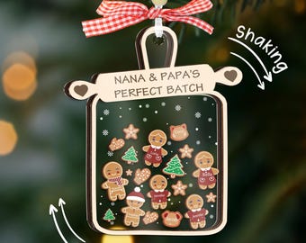 Grandkids Ornament, Custom Gingerbread Christmas Ornament, Grandparent Shaker Ornament, Grandma Perfect Batch, Family Christmas Gift