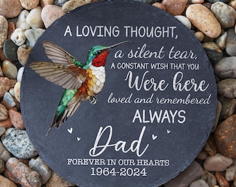 A Silent Tear Memorial Garden Stone, Photo Memorial, Loss of a Loved One, Sympathy Gifts, Slate Grave Marker, Keepsake Dad, Bereavement Gift