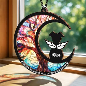Cartão-presente personalizado para animais de estimação Suncatcher Memorial da Perda de Cachorro, chaveiro de condolências para cães, você era meu enfeite de Olá favorito, presente de condolências para mães de cachorros