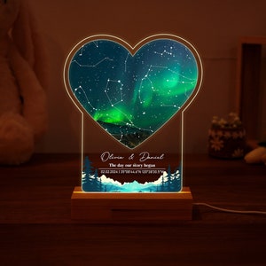 Benutzerdefinierte Konstellation Sternkarte Nachtlicht, Nachthimmel Nach Datum, Nachthimmel Himmlische Karte Nachtlicht, Paar Geschenk für Sie, Sternenkarte Geschenk
