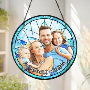 Custom Photo Portrait Dog Cat Family - Personalized Stained Glass Wind - Wander Prints