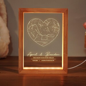 Luz de noche con gráfico de constelaciones personalizado, regalo para aniversario, regalo para novio, novia, gráfico de estrellas, regalo para parejas