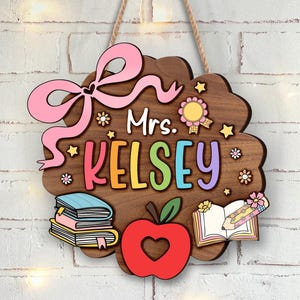 Personalizowany wieszak na drzwi dla nauczyciela, prezent dla nauczyciela, prezenty z podziękowaniami dla nauczyciela, tabliczka powitalna dla nauczyciela w klasie, powrót do szkoły, pierwszy dzień szkoły