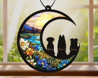 2 3 Pets Passing Away Ornament, Dog Memorial Suncatcher, Loss of Cat Sympathy Gift, Dog Mom Stained Glass, Pet Loss Gifts, Rainbow Bridge