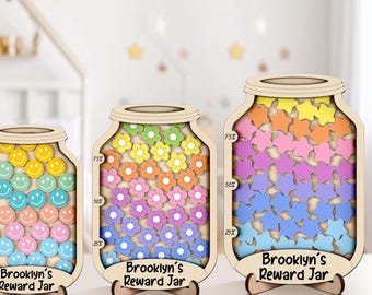 Magnetic Reward Jar with Tokens Classroom Teacher Smiley Star Jar,Chore Chart Gifts for Kids,Reward System,Positive Behavior,Potty Training