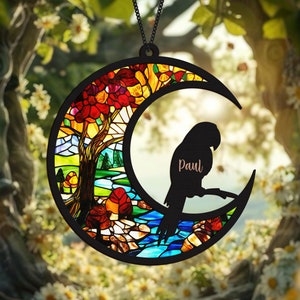 Personalized Parrot Memorial Suncatcher, Parrot Lover Gift, Cockatiel Bird, Bird Lover Gift, Pet Memorial Gift, Loss Of Pet Condolence Gifts