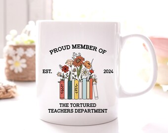 Tortured Teacher's Department Mug, Personalized Funny Teacher Mug, Trending Teacher Memes, Fair In Love And Learning, Teacher Gift Mug