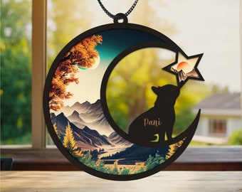 Personalize Dog Memorial Suncatcher Sympathy Gifts for Loss of Pet Dog Remembrance Keepsake Gift for Dog Lovers Dog Mom Car Hanging