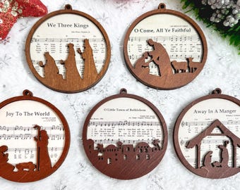 Music Sheet Nativity Ornament, Nativity Christmas Ornament 2024, Holiday Gift Religious, Meaningful Christmas Christian Gift