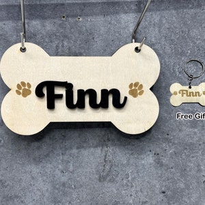 Personalized Pet Crate Sign,Dog Bone Name Sign,Pet Decor,Pet Crate Decor,Dog Food Sign,Puppy Gift,Bone Sign,Hanging Crate Tag,Pet Lover Gift