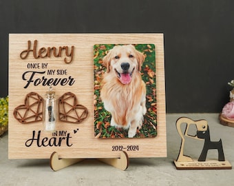 Jigfoxy Cornice portafoto in legno rotante per foto 4 x 6 cm, regalo commemorativo per animali domestici, regalo commemorativo per cani per la perdita del cane, regalo per la perdita del cane