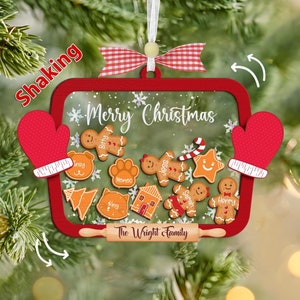 Custom Family Member Shaker Ornament,Gingerbread Family Ornament,Gingerbread With Hat Christmas Ornament,4D Cookie Ornament,Christmas Gift