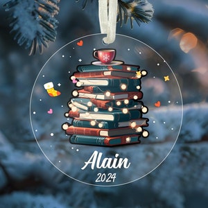Custom Bookshelf Ornament, Custom Books Ornament, Custom Book Club Gift, Book Ornament Christmas, Bookish Gift, Book Lover Gift, Reader Gift