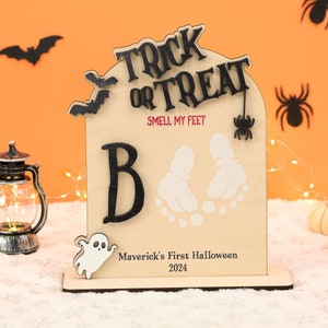 Baby First Halloween Keepsake, DIY Halloween Footprint Art, New Baby Gifts, Halloween Kid Craft,  Halloween Keepsake, Custom First Halloween