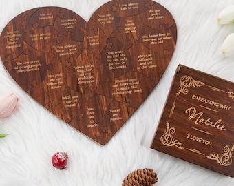 Redenen waarom ik van je hou, gepersonaliseerd cadeau voor haar, cadeau voor vriendin, verjaardagscadeau voor vrouwen, jubileumcadeau voor haar, redenen houten puzzel