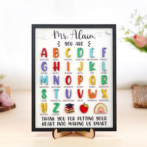 Personalized Teacher ABC Sign, Personalized Teacher Appreciation Sign, Preschool Teacher Gifts, Kindergarten Teacher Gift, Teacher Thank You
