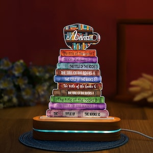 Personalized Books Title Night Light, Librarian Night Light, Books Night Light Name, Gift for Bookworm, Book Club Night Light, Bookstacks