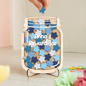 Aangepaste Star Reward-pot met tokens, beloningspot voor kinderen klaslokaal decor cadeaus leraar, beloningssysteem voor gedrag van kind, magnetische beloningspot