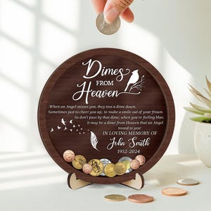 Dimes from Heaven Gedenkmünzenbank personalisiert, Cent vom Himmel, Gedenkkardinal, Gedenkgeschenk, Beileidsgeschenk, verlorene Lieben