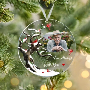 Personalized Memorial Ornament, Engraved Photo Christmas Ornament, Loss of Father Gift, Loss of Mom, Sympathy Gift, Remembrance Gift