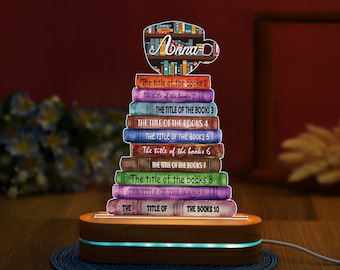 Personalized Books Title Night Light, Librarian Night Light, Books Night Light Name, Gift for Bookworm, Book Club Night Light, Bookstacks