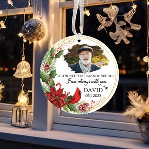 Personalized Memorial Ornament, Engraved Photo Christmas Ornament, Loss of Father Gift, Loss of Mom, Sympathy Gift, Remembrance Gift