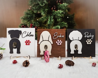 Custom Dog Leash Holder, Pet Gift  Pet Name Decor, Dog Gift, Mudroom Hook, Dog Butt Leash Holder for Wall, Dog Hanging Sign, Pet Lover Gift