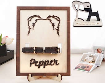 Custom Pet Memorial Frame, Dog Ear Outline, Pet Name Sign, Dog Ear Frame Art, Pet Collar Holder, Dog Ear Sign, Loss Of Dog, Dog Lover Gift