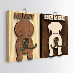 Porta guinzaglio personalizzato per cani, gancio per guinzaglio con nome, porta guinzaglio da parete per cani, regalo per cani, cartello da appendere per cani, decorazione per animali domestici, gancio per anticamera, amante degli animali