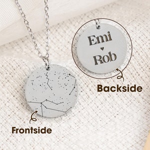 Collier nom de couple personnalisé carte des étoiles, collier à pendentif, ciel nocturne personnalisé gravé, carte des étoiles par date, cadeaux d'anniversaire, Saint-Valentin 2024
