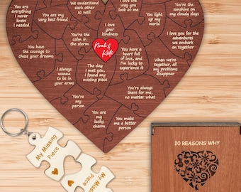 Reasons I Love You Puzzle Box, Personalized gift for Her, Gift For Girlfriend, Boyfriend,Anniversary Gift for Him, Her Valentine Couple Gift
