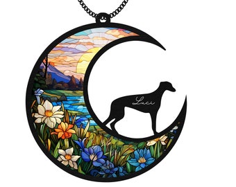 Greyhound Memorial Suncatcher, Loss of Pet Sympathy Gift, Custom Pet Name Remembrance Decor, Gift for Greyhound Lovers, Window Hanging