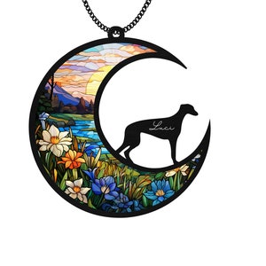 Greyhound Memorial Suncatcher, Loss of Pet Sympathy Gift, Custom Pet Name Remembrance Decor, Gift for Greyhound Lovers, Window Hanging