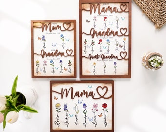 Cadeaux de fleurs de naissance pour maman, enseigne première maman maintenant grand-mère, jardin personnalisé de grand-mère avec noms de petits-enfants, cadeau pour grand-mère, cadeaux pour maman, cadeaux pour grand-mère