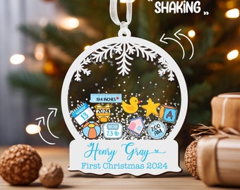 Baby's First Christmas Ornament, Custom Newborn Gift, Custom Baby Name, 4D Shake Babies Ornament, Baby Keepsake Ornament, Baby Shower Gift