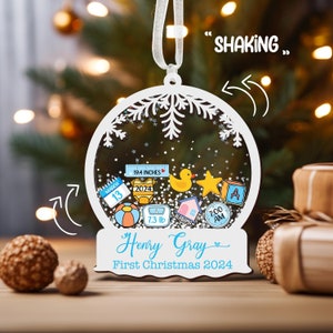 Baby&#39;s First Christmas Ornament, Custom Newborn Gift, Custom Baby Name, 4D Shake Babies Ornament, Baby Keepsake Ornament, Baby Shower Gift