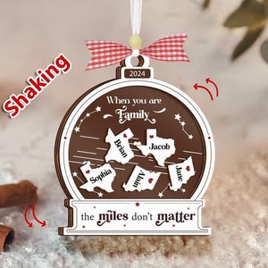 Décoration amitié interurbaine,Cadeau de Noël en famille,Quand vous êtes amis, les kilomètres n'ont pas d'importance,Ornement 4D Shake,Cadeau émouvant pour ami