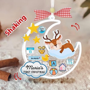 Personalisierte Babys erste Weihnachten Ornament 2024, Benutzerdefinierte Neues Baby Geschenk, 4D Shake Babys Ornament, Babypartygeschenk, Baby Name Weihnachtsandenken