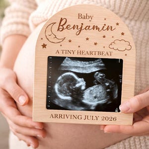 Personalized Ultrasound Picture Frame Magnet, Custom Pregnancy Announcement Gift, Baby Sonogram Frame, Baby Reveal Gift for Grandparents