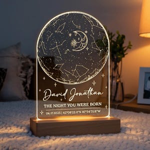 Die Nacht, in der du geboren bist Sternenkarte Nachtlicht, Nachthimmel Nach Datum, Nachthimmel Himmlische Karte Nachtlicht, Geburtstagsgeschenk, Sterngeschenk
