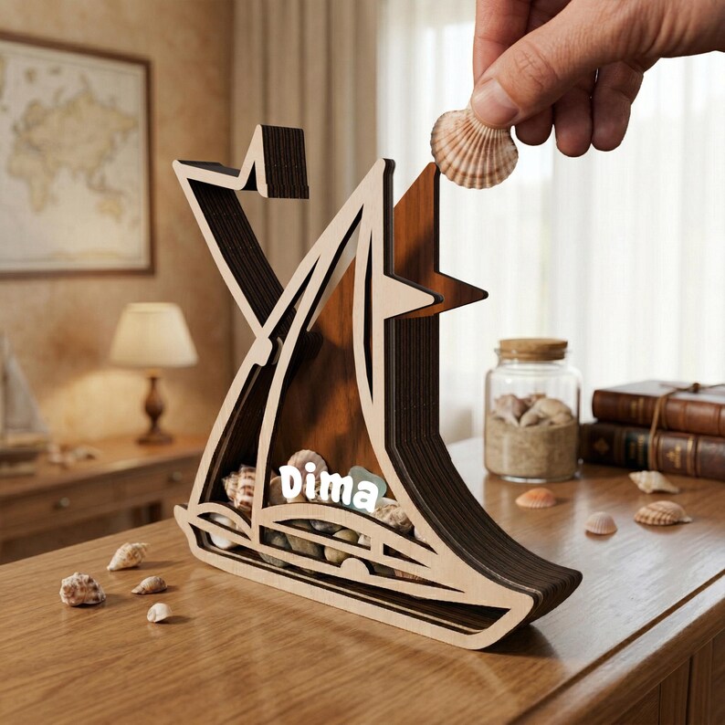 Ocean Frame Box Sailboat Sea Glass Display Box, Coastal Decor Shadow Box, Seashell ...