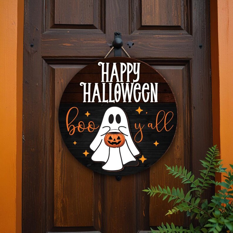 Custom Halloween Front Door Decor,halloween Door Hanger,ghost Door Sign ...