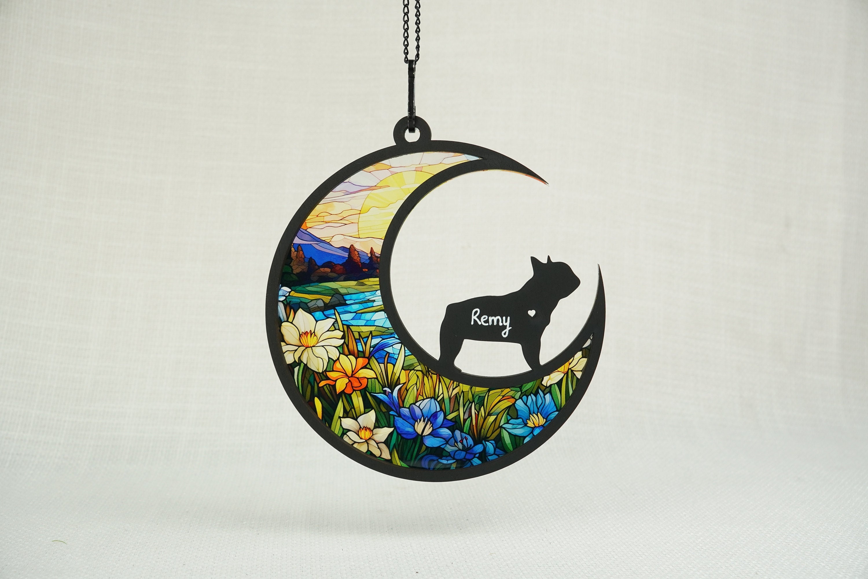 Custom French Bulldog Memorial Suncatcher, Pet Sympathy Gift for Loss of Dog, French Bulldog Lovers, Wall Hanging, Car Accessories