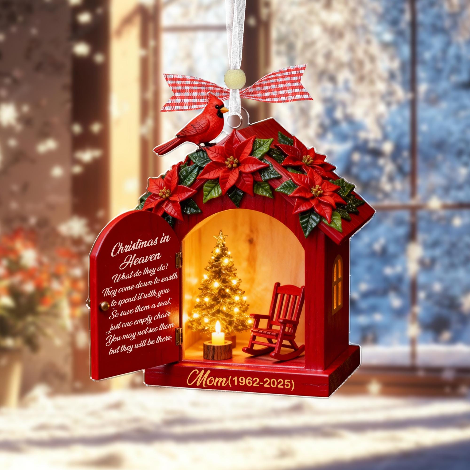 Christmas in Heaven Ornament Personalized, Memorial Cardinal